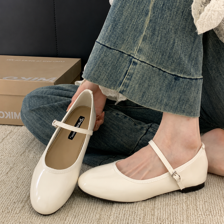 Aleda | Damen Mary Jane Pumps Lackoptik Blockabsatz