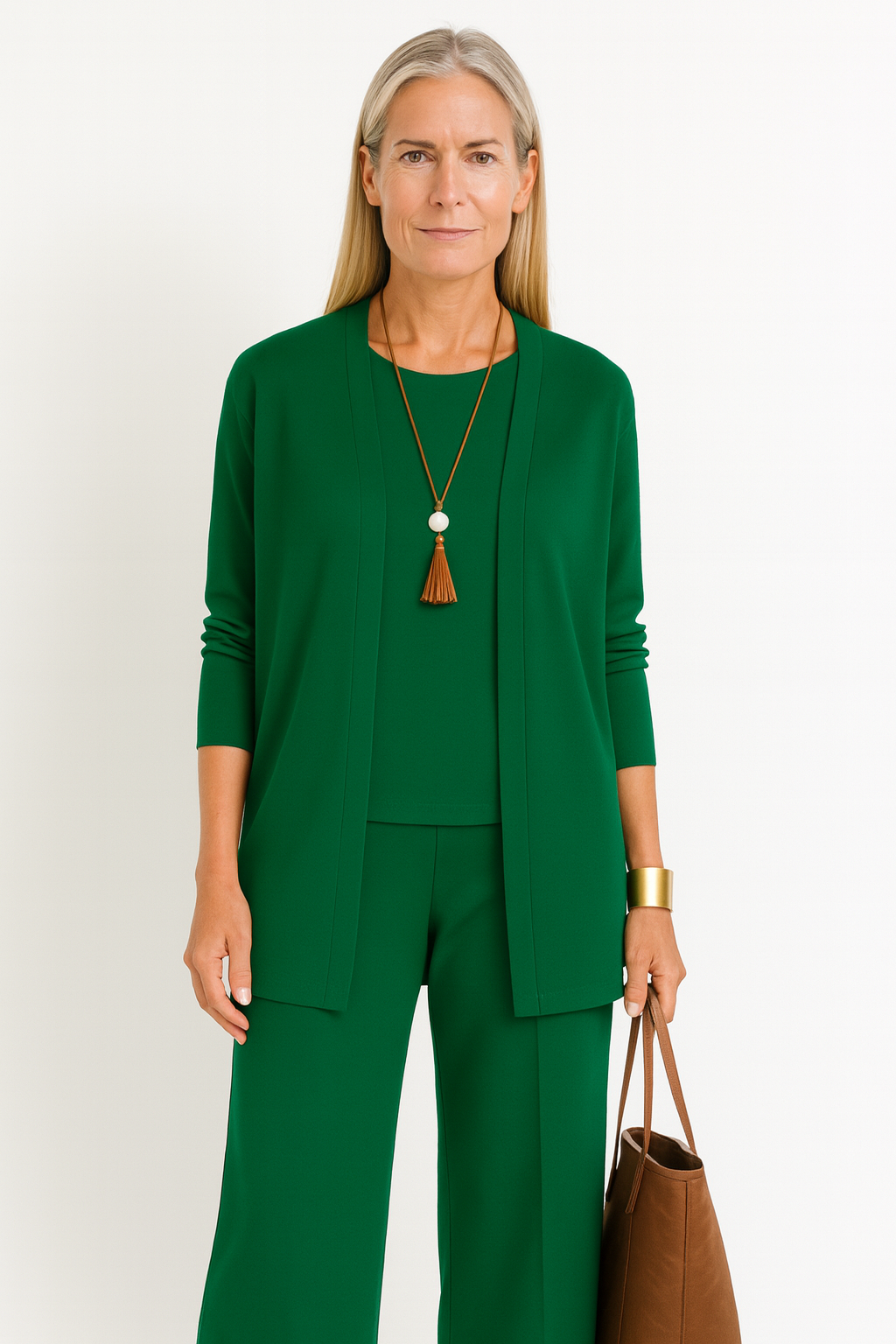 Elena | Damen 3-teiliges Set Top Cardigan Hose Hosenanzug Elegant