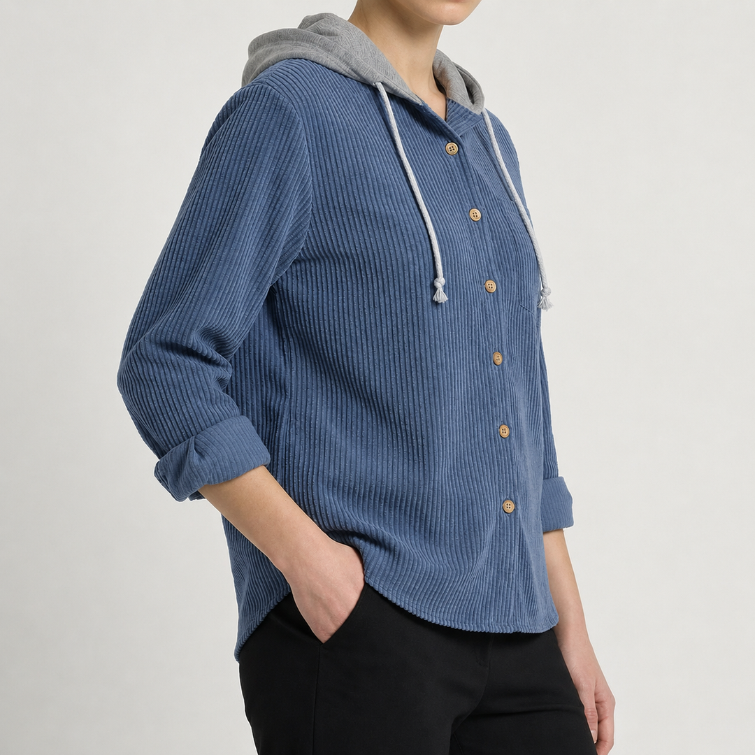 Ridge | Herren Cord Hemdjacke Kapuze Überhemd Shacket