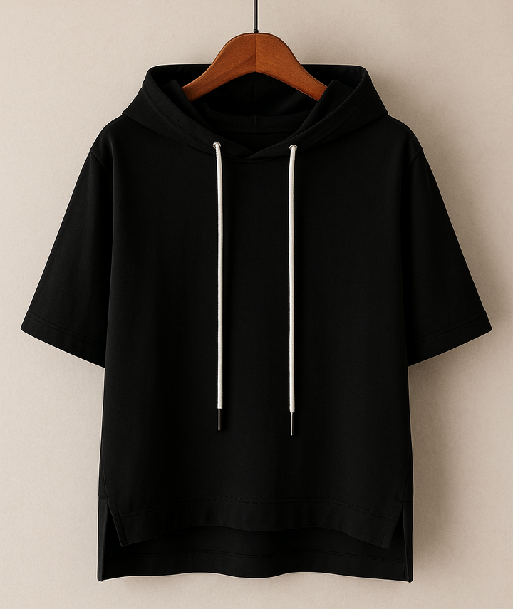 Lila | Damen Hoodie Kurzarm Kapuzenshirt Übergroß Sommer