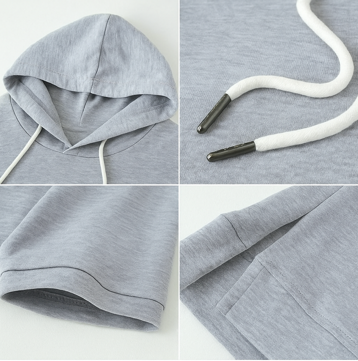 Lila | Damen Hoodie Kurzarm Kapuzenshirt Übergroß Sommer
