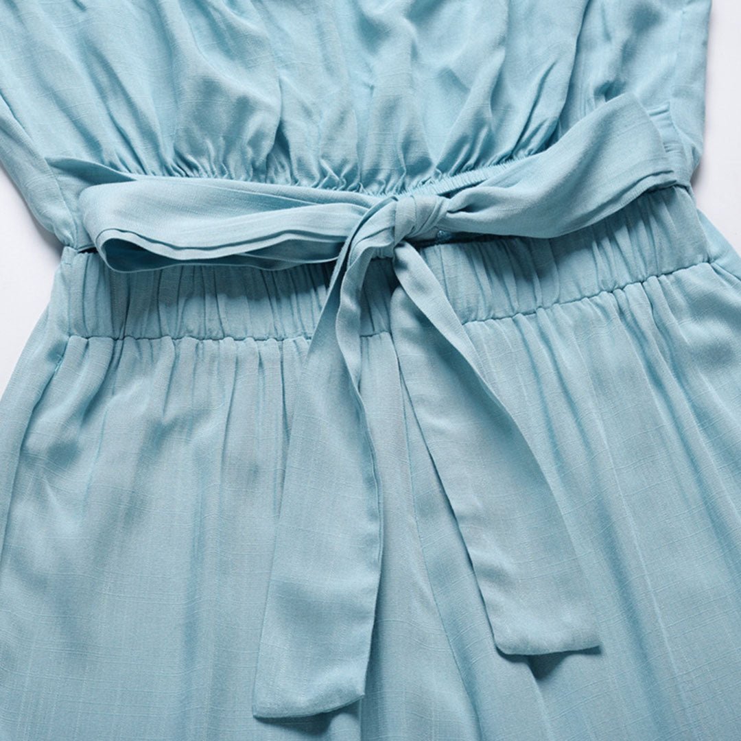 Naia | Damen Bandeau Jumpsuit Wide Leg Bindegürtel