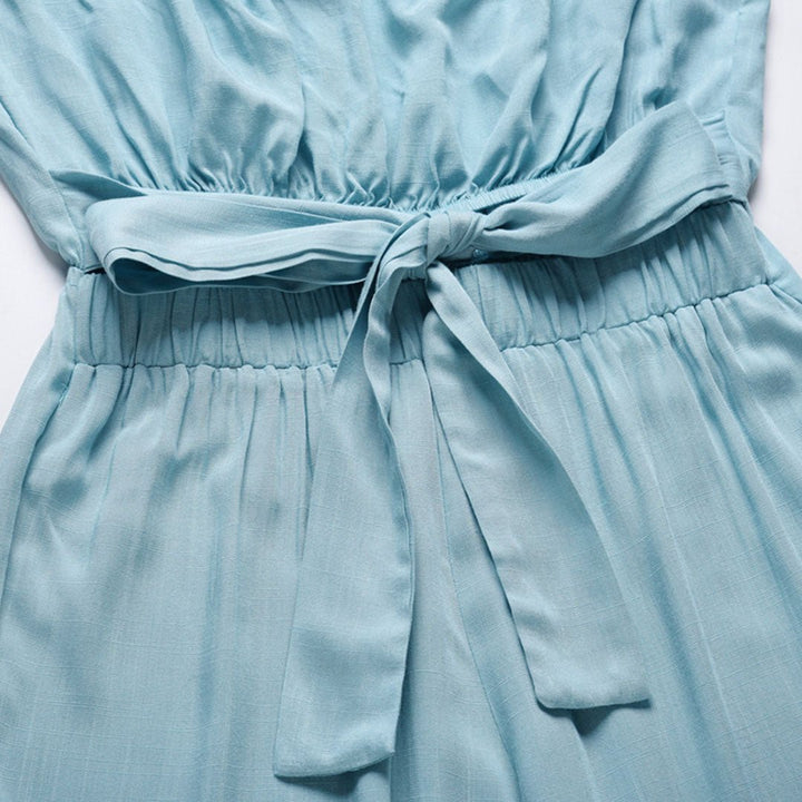 Naia | Damen Bandeau Jumpsuit Wide Leg Bindegürtel