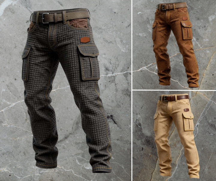 Cole | Herren Cargohose Slim Fit Strukturmuster Seitentaschen