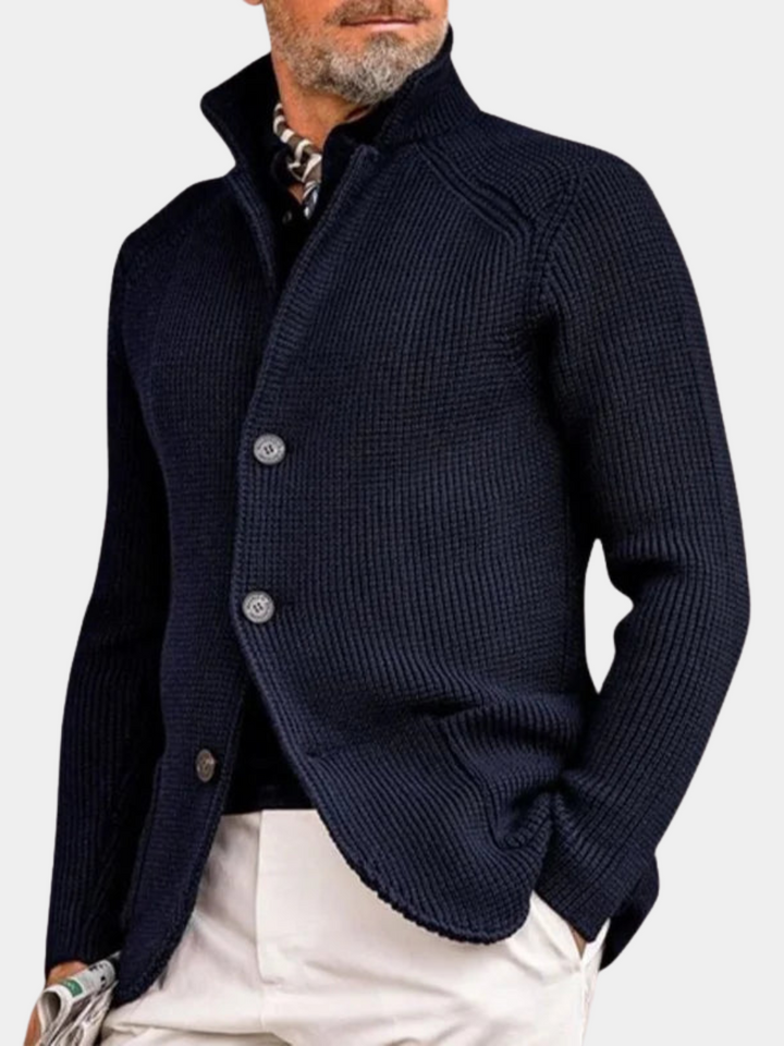 Jovel | Herren Strickjacke Blazer-Stil Knöpfe Strukturmuster