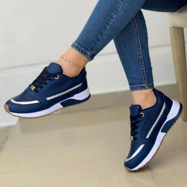 Zena | Damen Plateau Sneaker Golddetails Schnürung