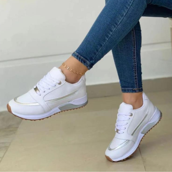Zena | Damen Plateau Sneaker Golddetails Schnürung