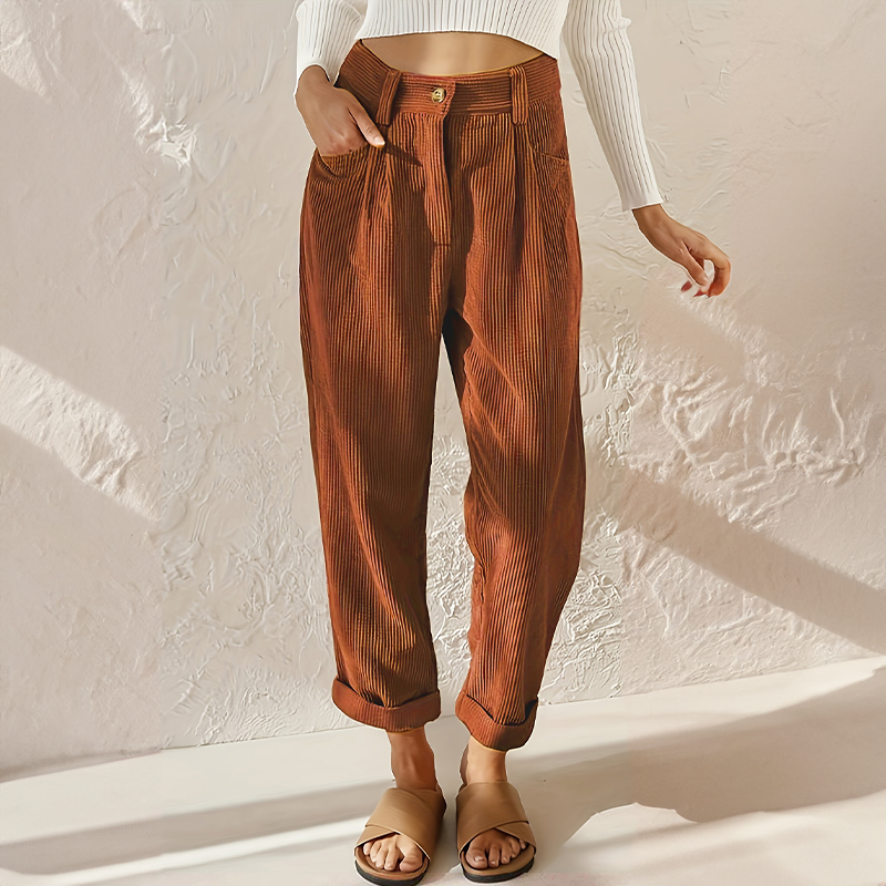 Grazel | Damen Cordhose High Waist Weites Bein Herbst