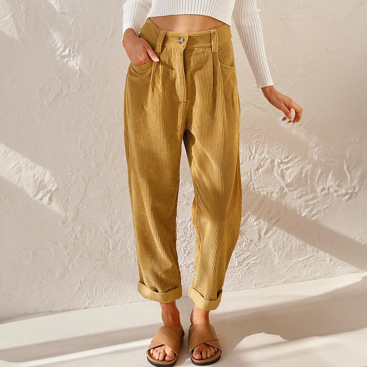 Grazel | Damen Cordhose High Waist Weites Bein Herbst