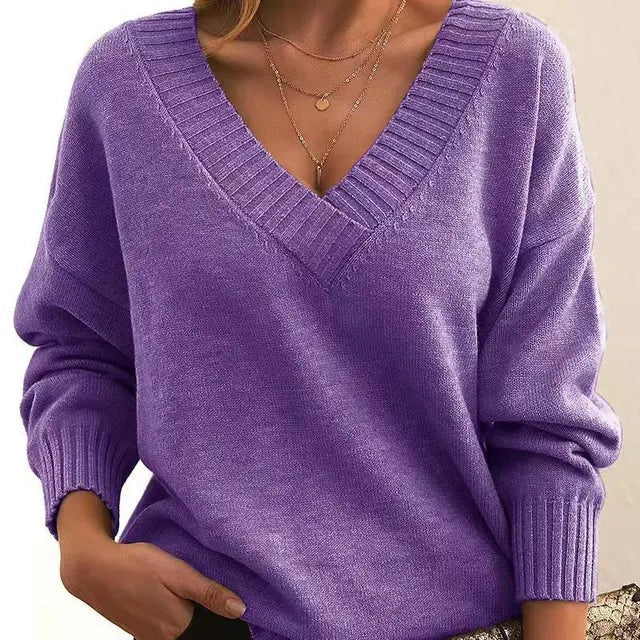 Corvela | Damen V-Ausschnitt Strickpullover