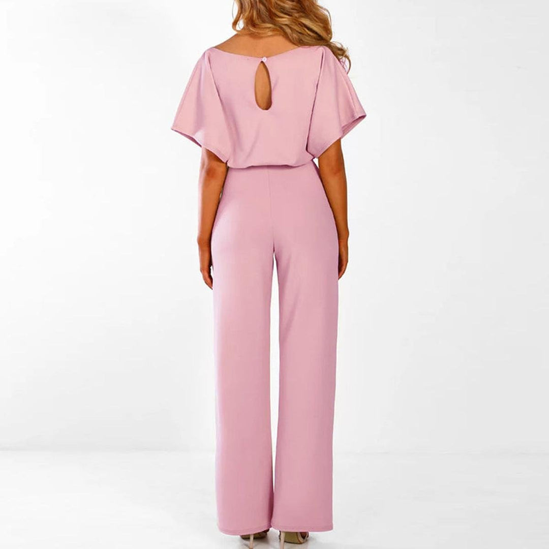 Crisna | Damen Jumpsuit Kurzarm Bindegürtel Weites Bein Sommer