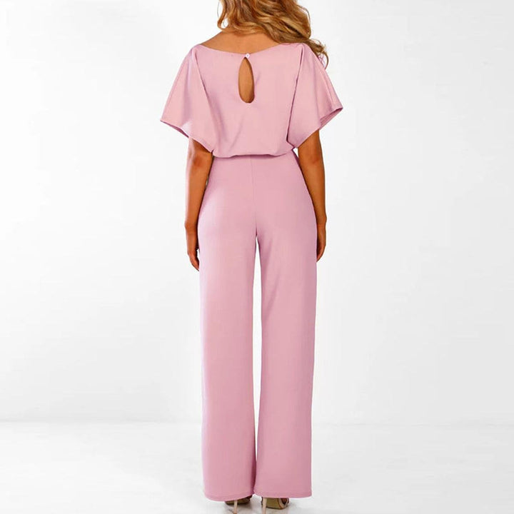 Crisna | Damen Jumpsuit Kurzarm Bindegürtel Weites Bein Sommer