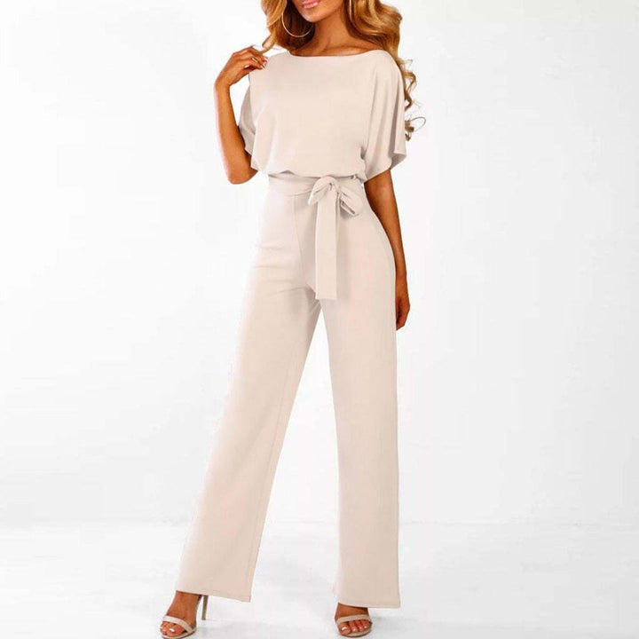 Crisna | Damen Jumpsuit Kurzarm Bindegürtel Weites Bein Sommer
