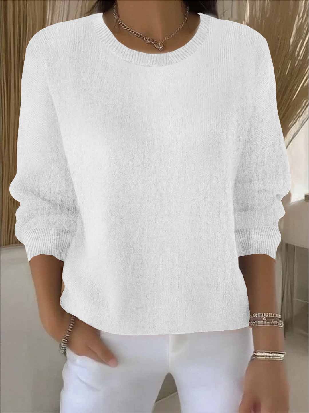 Sofia | Damen Strickpullover Rundhals Weich Oversized Freizeitpullover