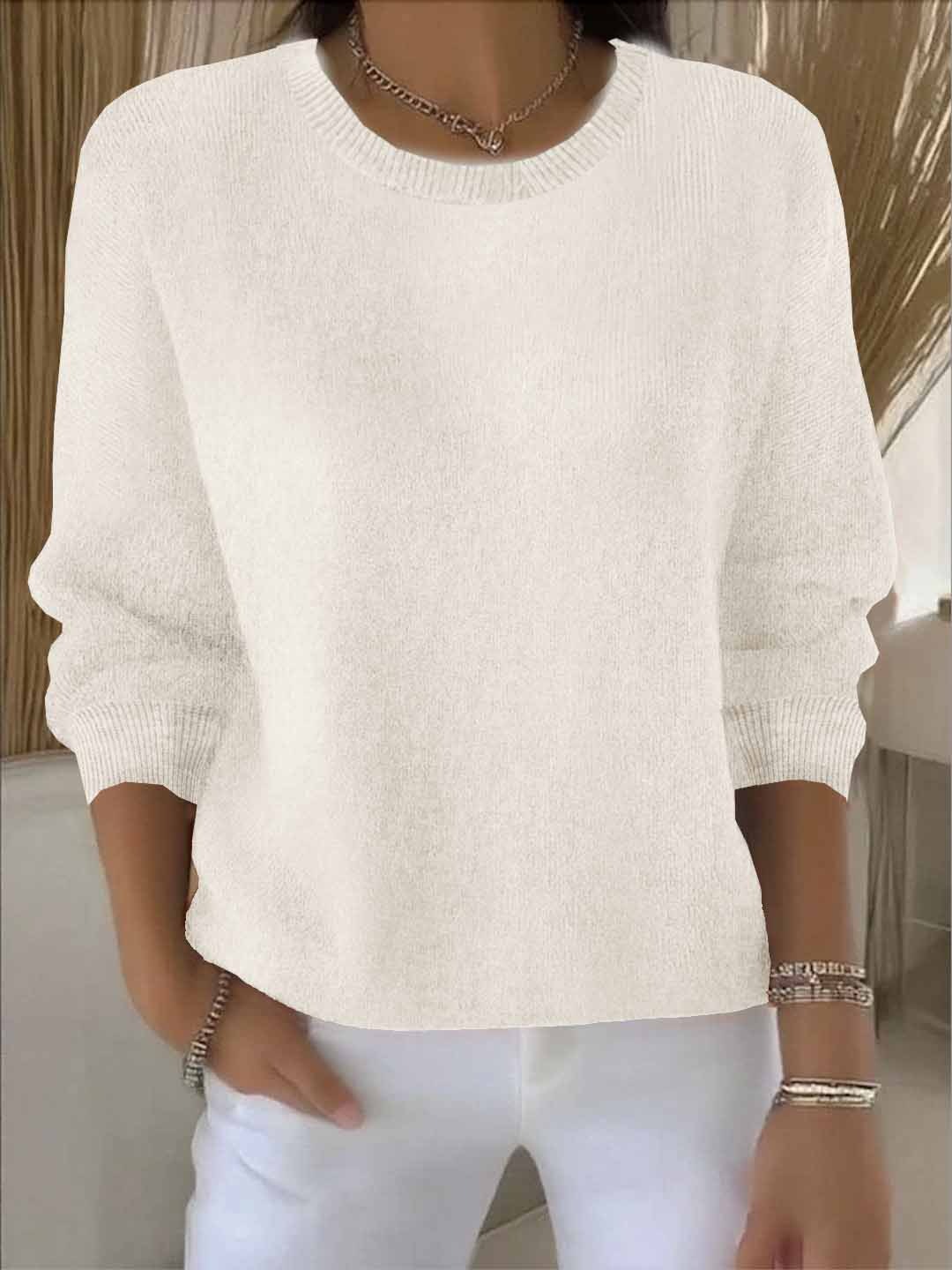 Sofia | Damen Strickpullover Rundhals Weich Oversized Freizeitpullover
