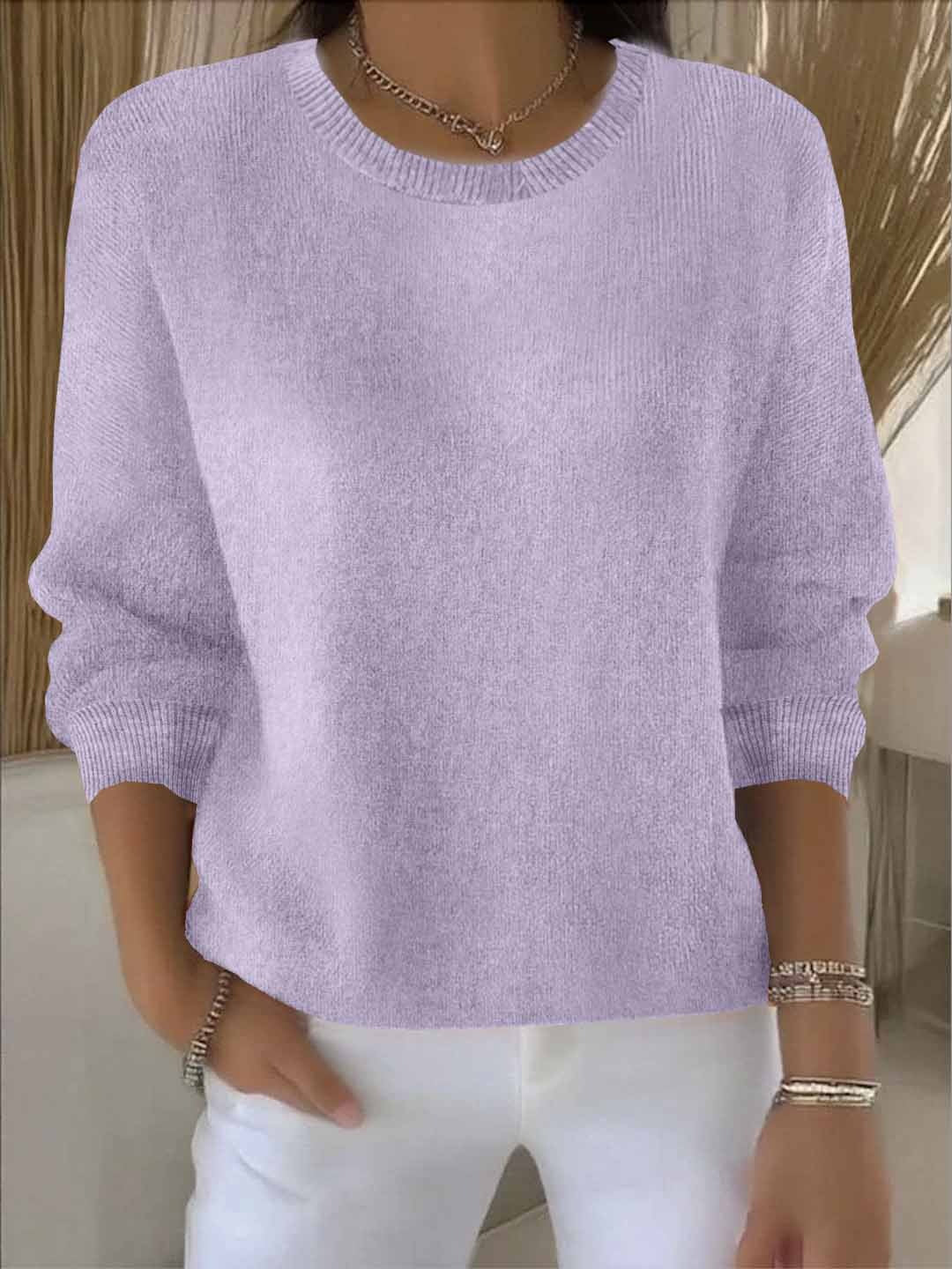 Sofia | Damen Strickpullover Rundhals Weich Oversized Freizeitpullover