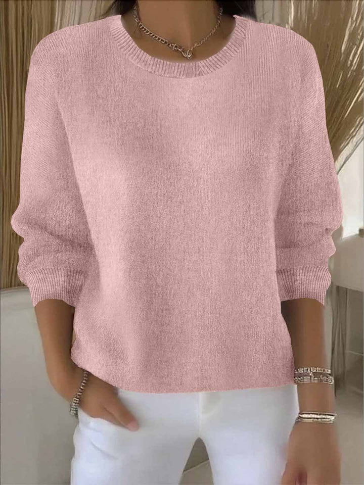 Sofia | Damen Strickpullover Rundhals Weich Oversized Freizeitpullover