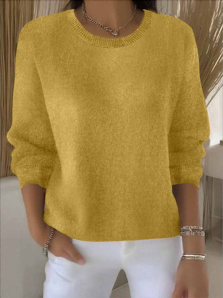 Sofia | Damen Strickpullover Rundhals Weich Oversized Freizeitpullover