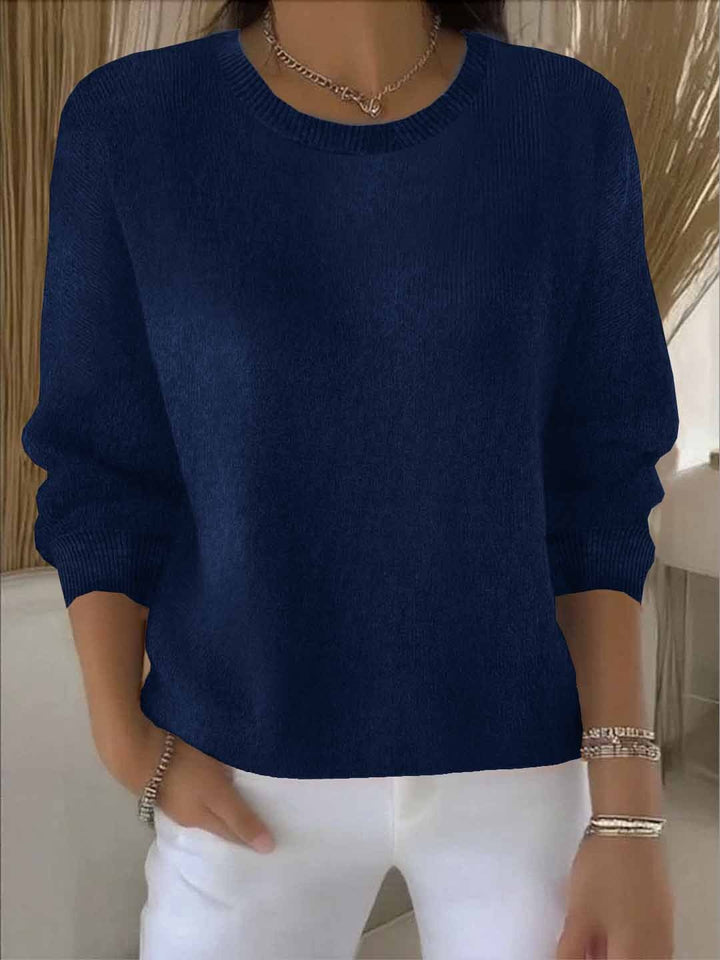 Sofia | Damen Strickpullover Rundhals Weich Oversized Freizeitpullover