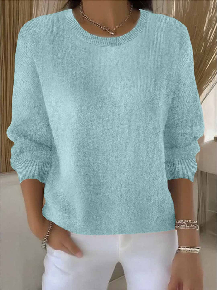 Sofia | Damen Strickpullover Rundhals Weich Oversized Freizeitpullover