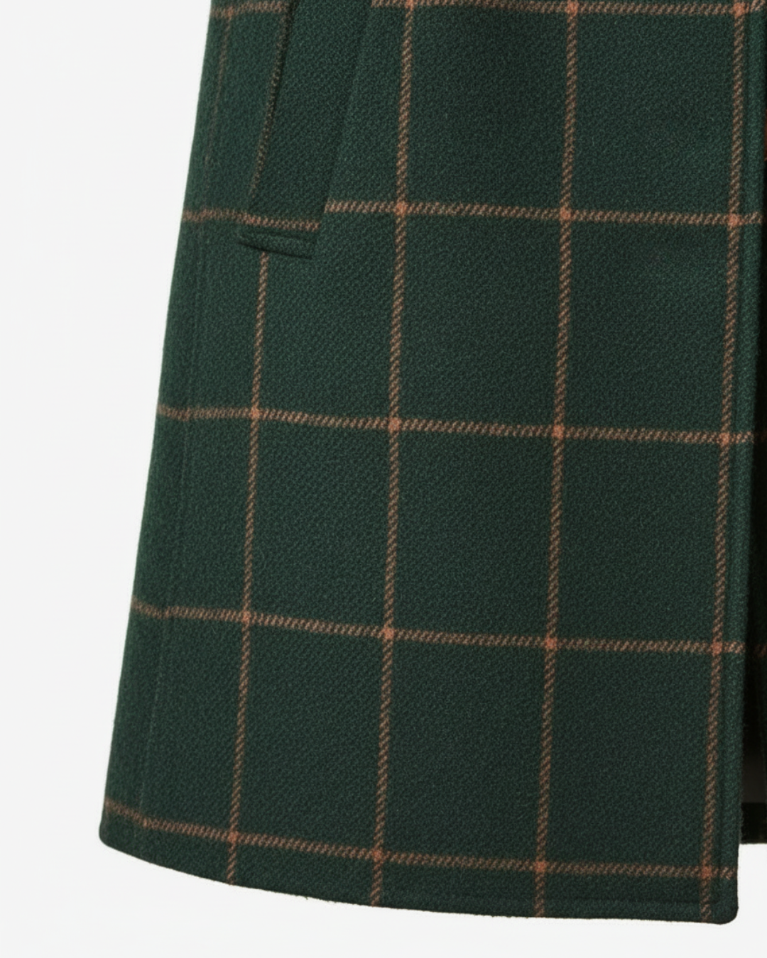 Emma Damen Karomantel – Nahaufnahme des Wollmaterials und Karomusters