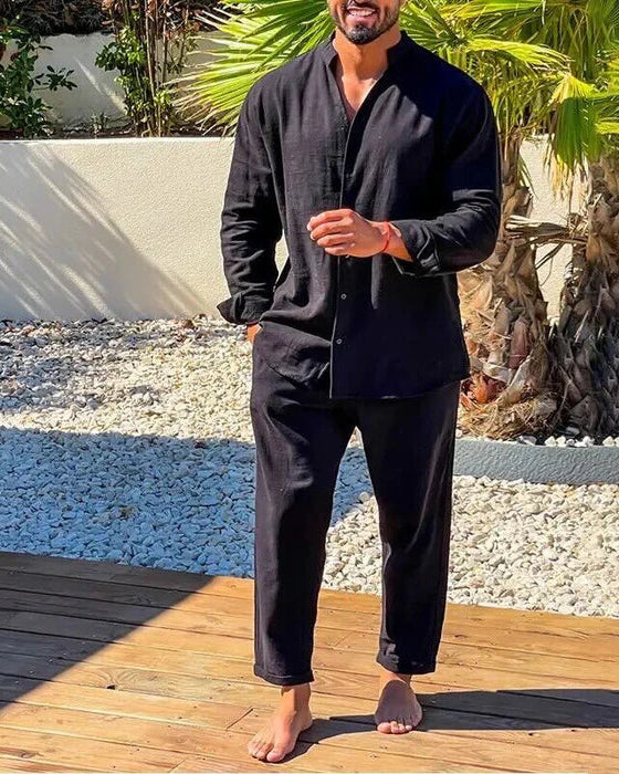 Matteo | Herren set Stehkragen Hemd und Hose