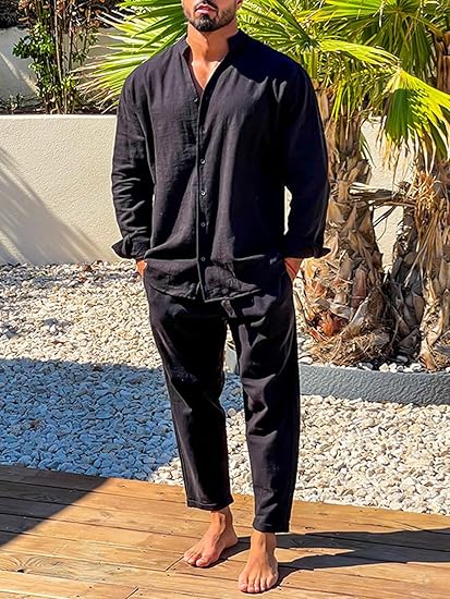 Matteo | Herren set Stehkragen Hemd und Hose