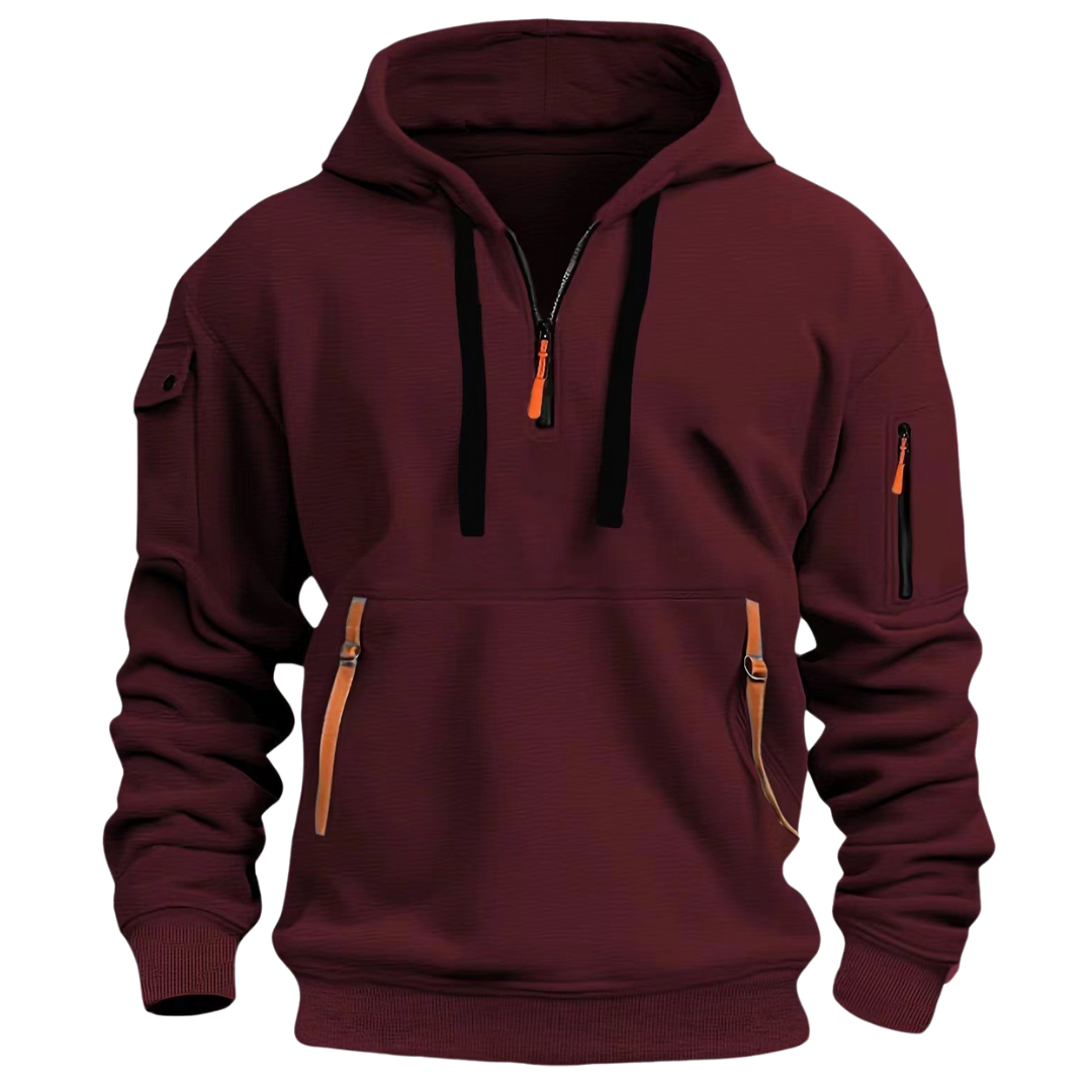Max | Herren Hoodie mit Halbem Reißverschluss und Taschen
