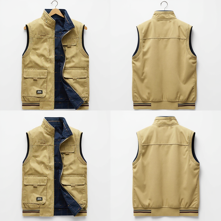Bram | Herren Weste Multi-Pocket Stehkragen Wendbar