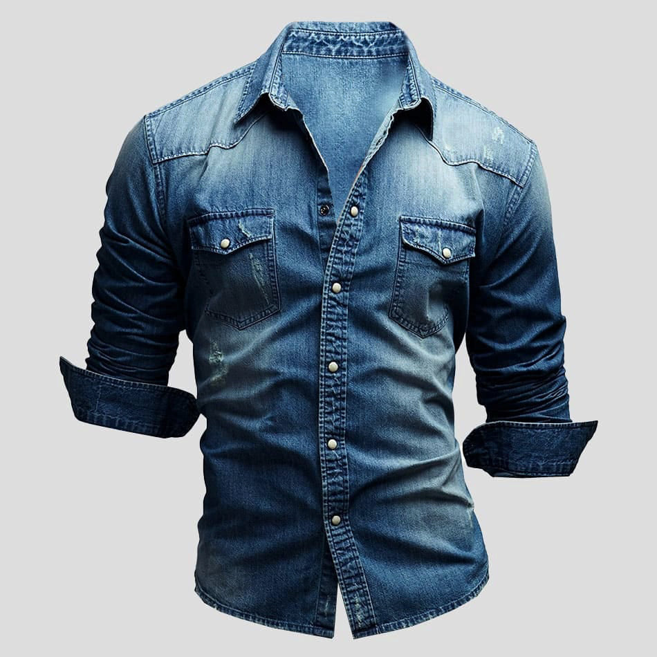 Ralf | Herren Jeanshemd Langarm Vintage Used-Look