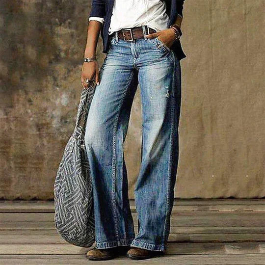 Stelie | Damen Retro-Jeans mit weitem Bein und hohem Bund