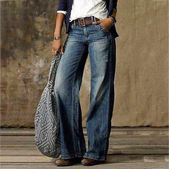 Stelie | Damen Retro-Jeans mit weitem Bein und hohem Bund