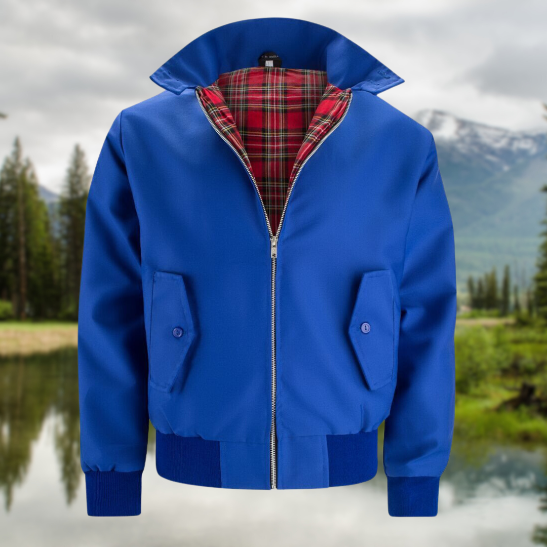 Rex | Herren Harrington Jacke Klassisch Zipper Tartan-Futter