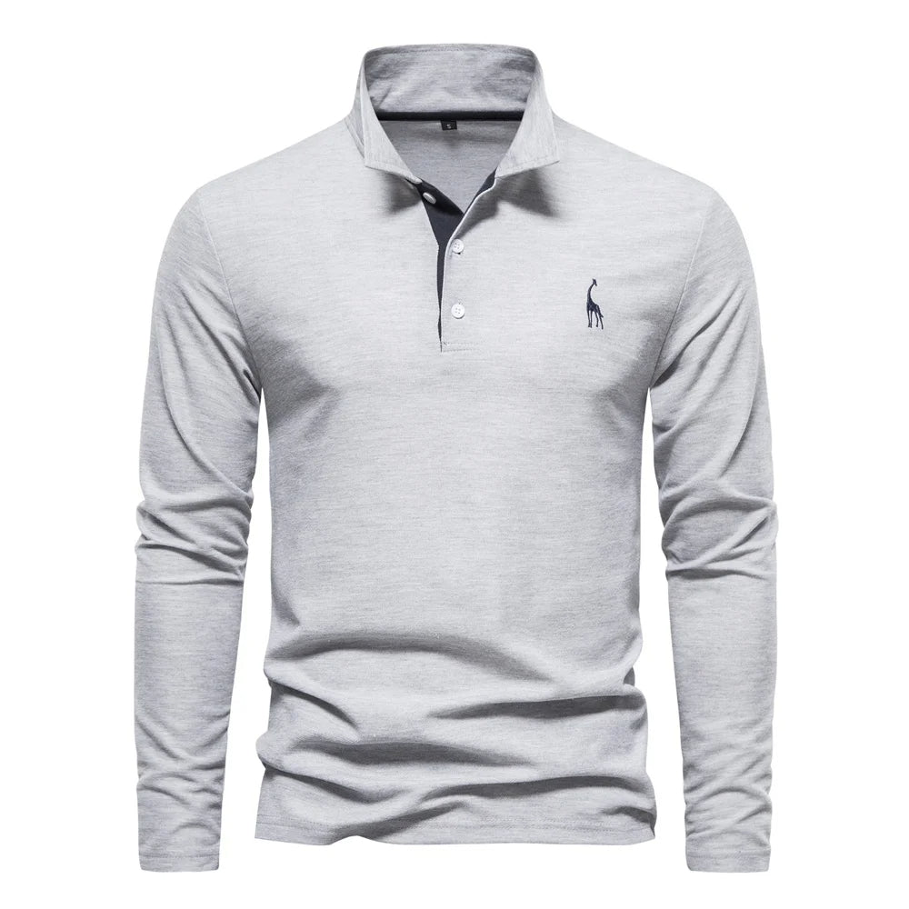 Merro | Herren Langarm Poloshirt mit Knöpfen Casual Polo