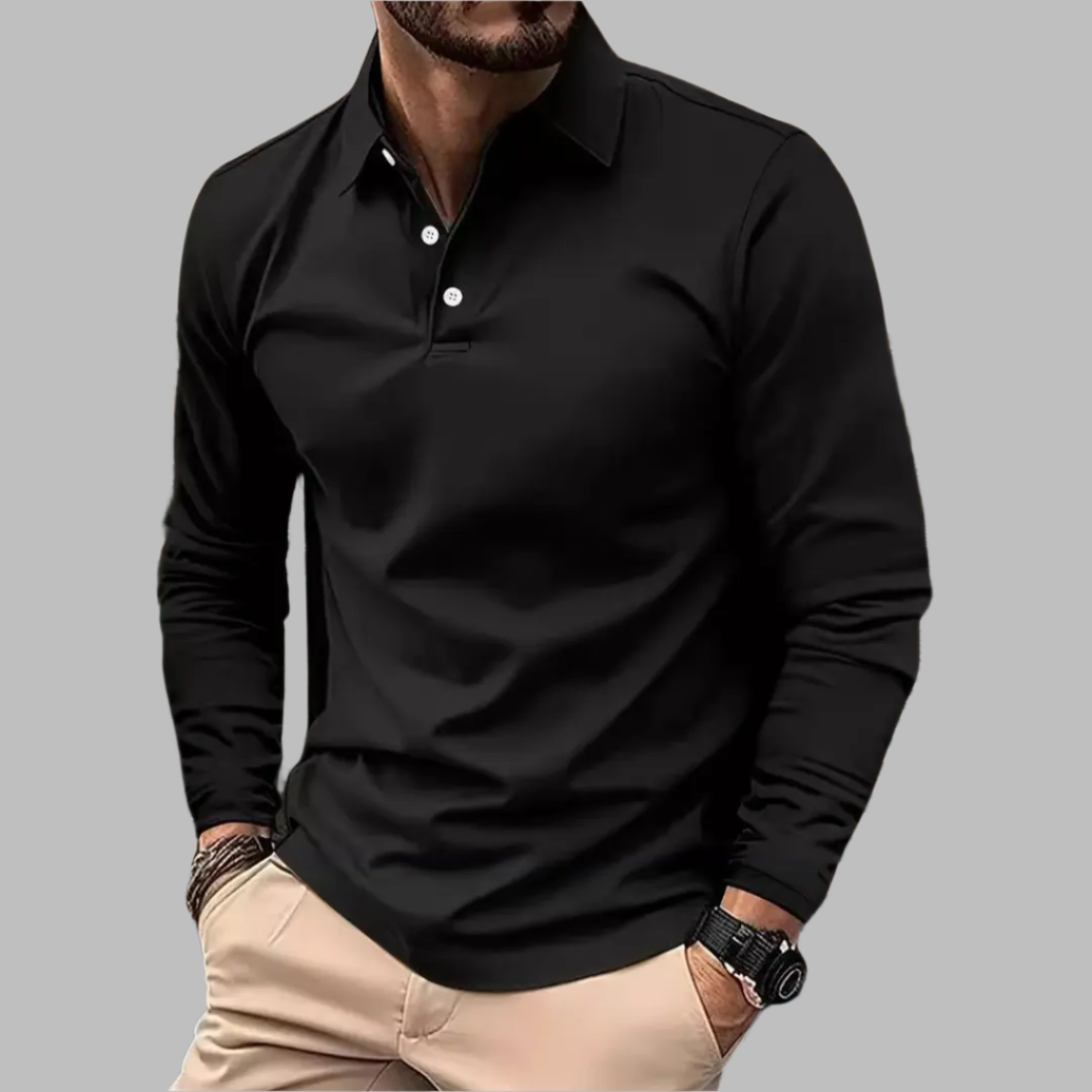 Marco | Herren Langarm Poloshirt einfarbig casual