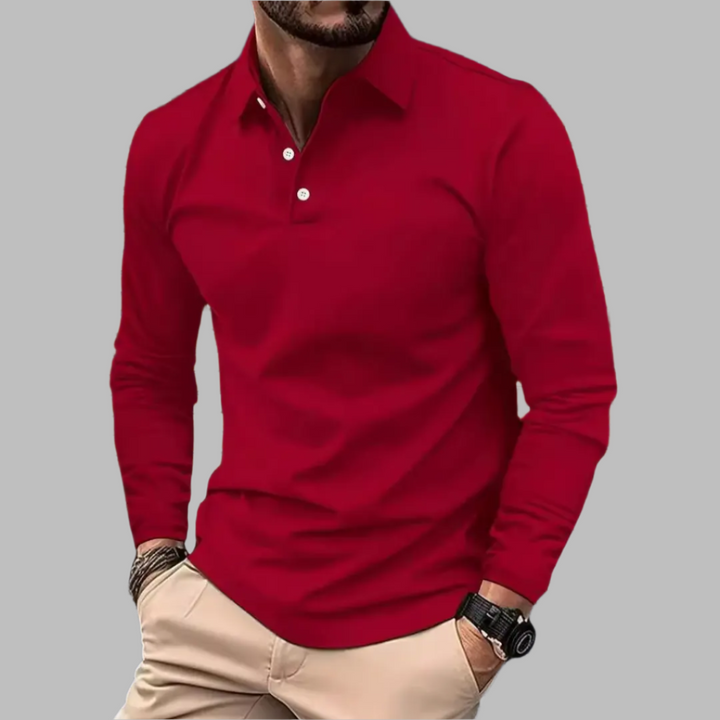 Marco | Herren Langarm Poloshirt einfarbig casual