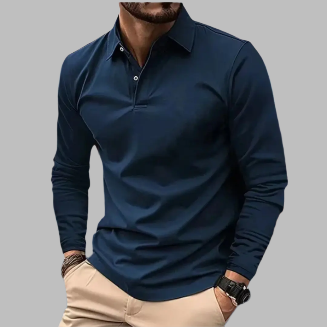 Marco | Herren Langarm Poloshirt einfarbig casual