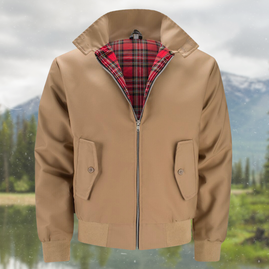Rex | Herren Harrington Jacke Klassisch Zipper Tartan-Futter