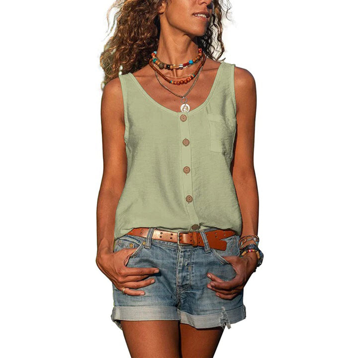 Mavia | Damen Ärmelloses Top mit Knöpfen Loose Fit Sommertop