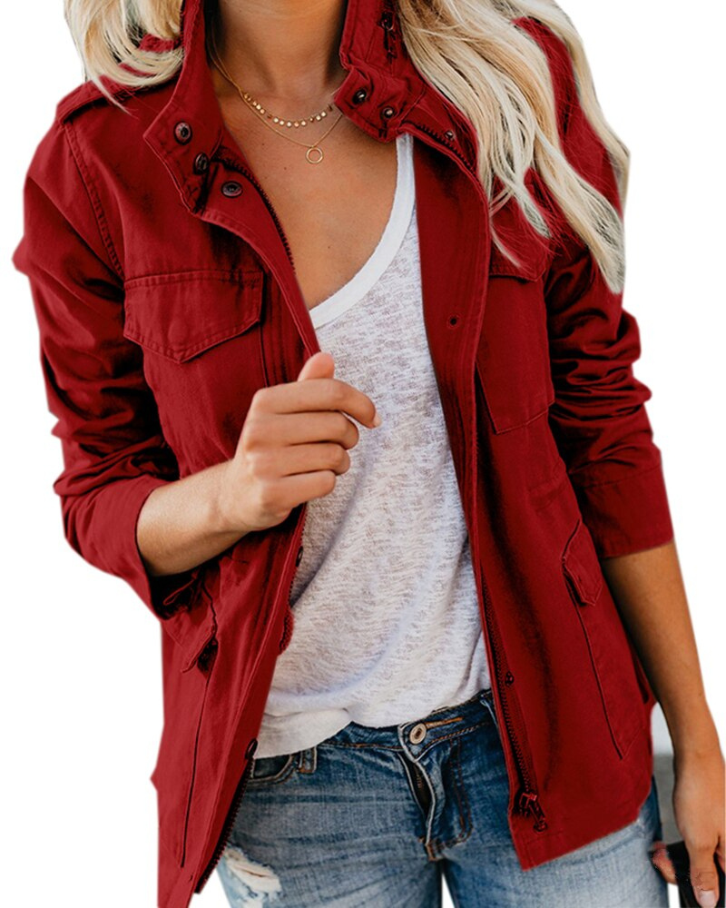 Salvie | Damen Übergangsjacke Mittellanger Militärstil