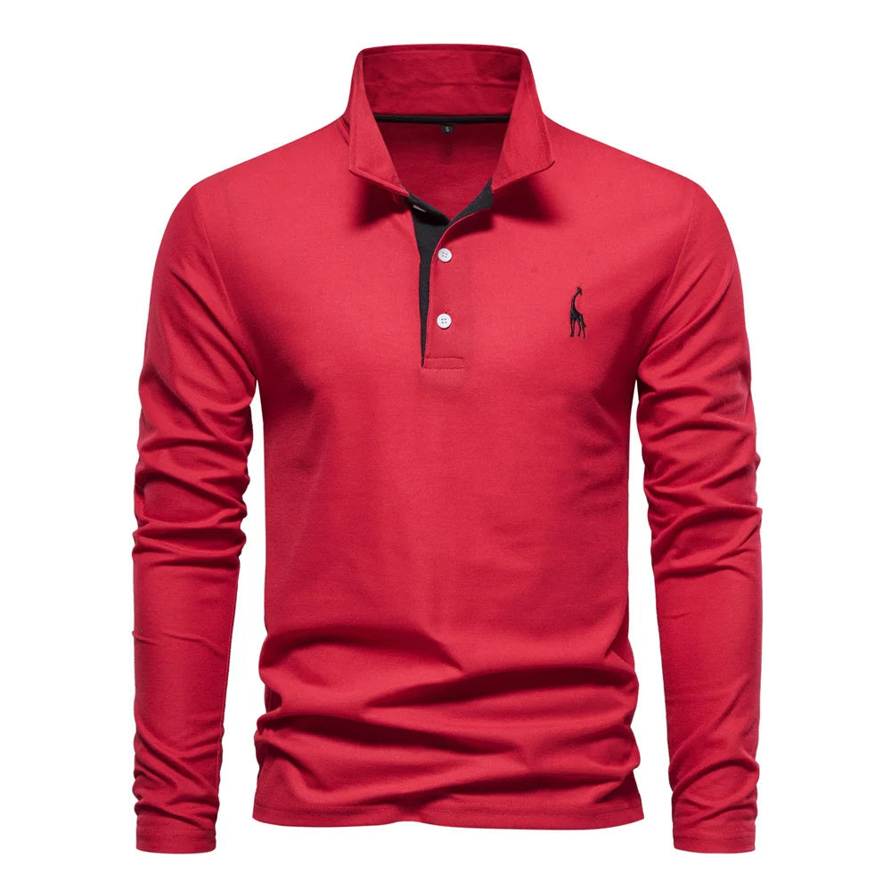 Merro | Herren Langarm Poloshirt mit Knöpfen Casual Polo