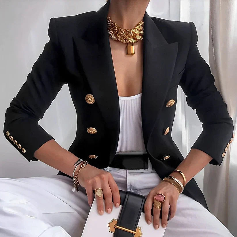 Victoria | Damen Blazer Zweireihig Goldknöpfe Tailliert