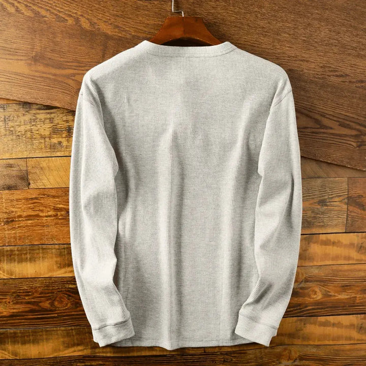 Hank | Herren Henley Shirt Langarm Casual Baumwolle Oberteil
