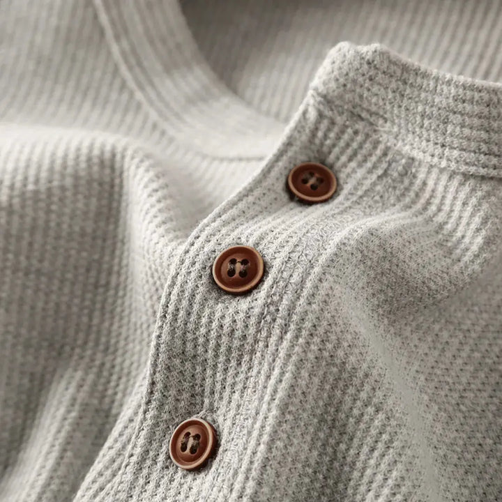 Hank | Herren Henley Shirt Langarm Casual Baumwolle Oberteil