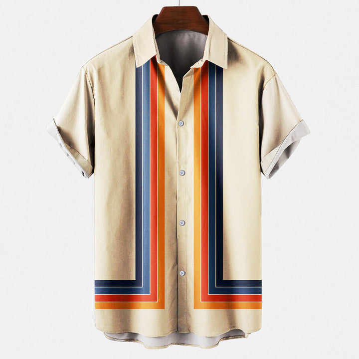 Ronny | Herren Retro Kurzarmhemd Gestreift Vintage Sommer
