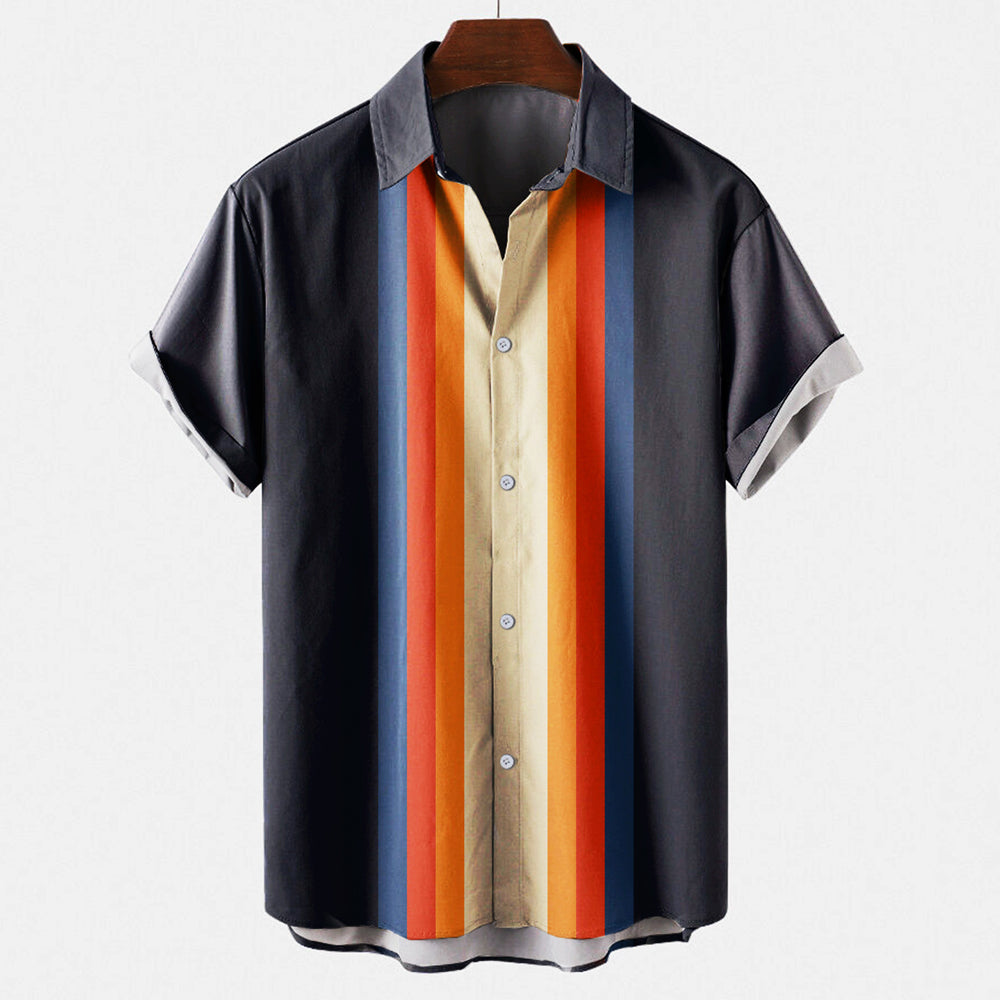 Ronny | Herren Retro Kurzarmhemd Gestreift Vintage Sommer