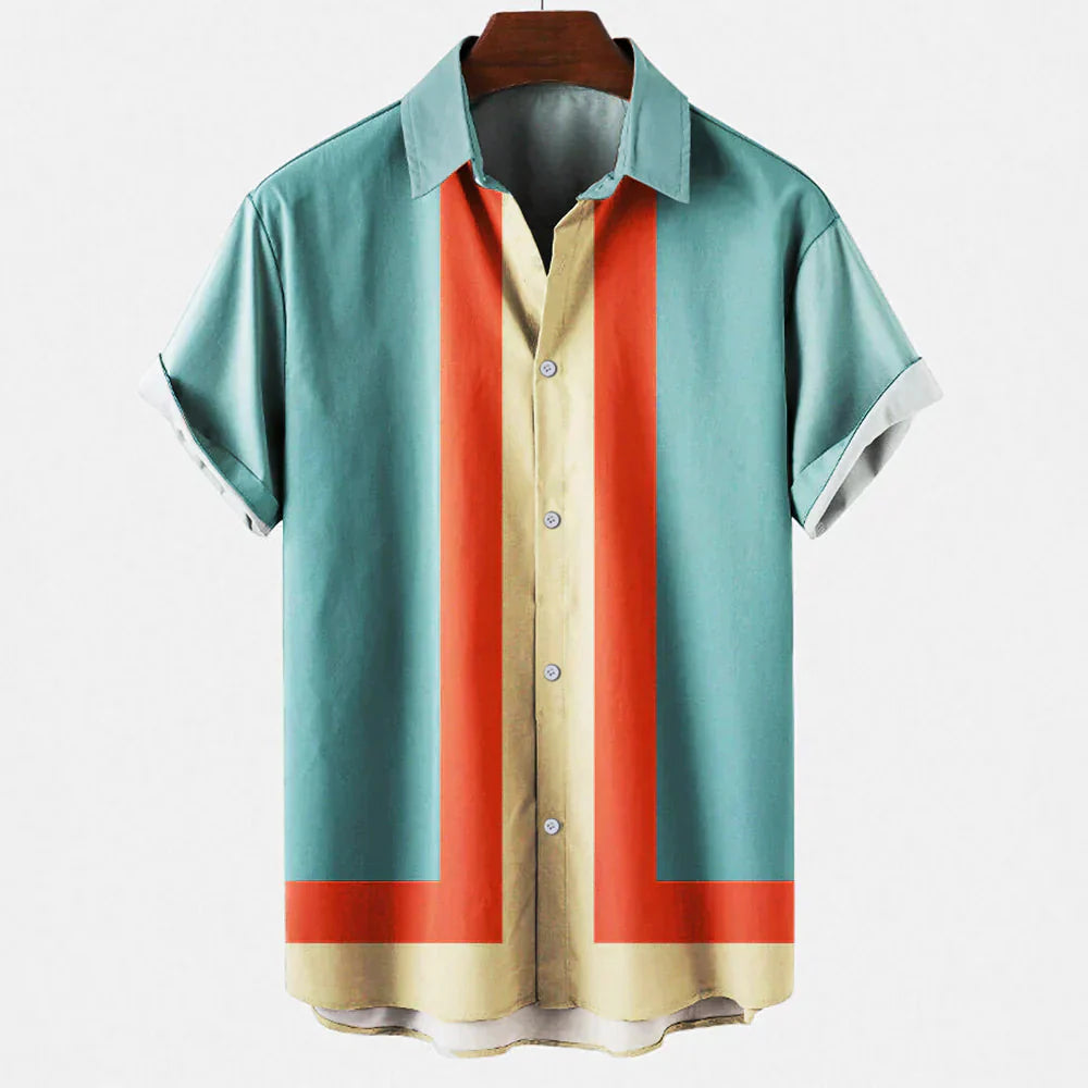 Ronny | Herren Retro Kurzarmhemd Gestreift Vintage Sommer