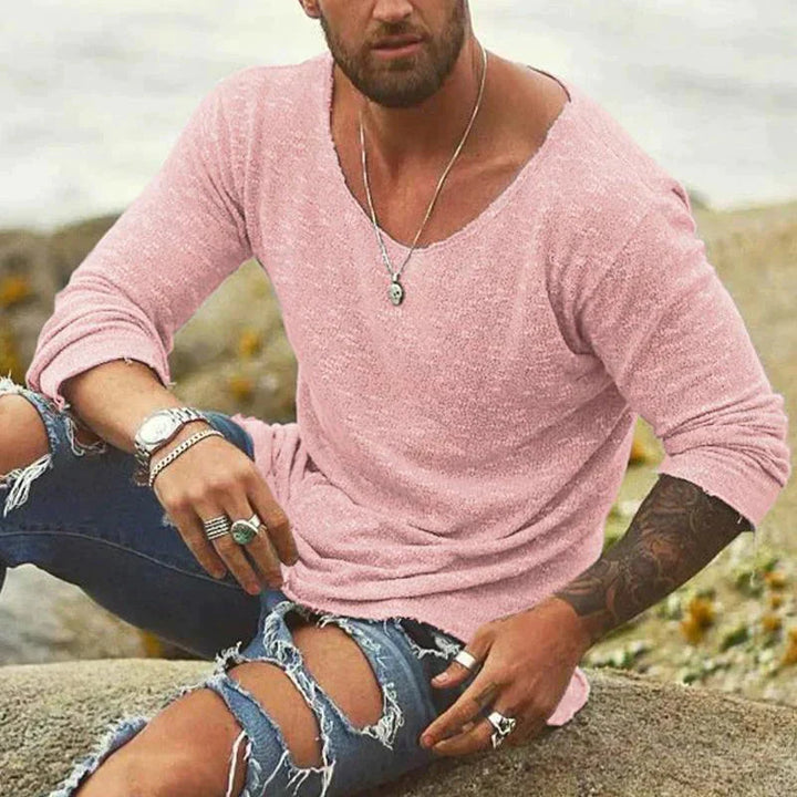 Alen | Herren Longshirt V-Ausschnitt Langarm Loose Fit Sommer