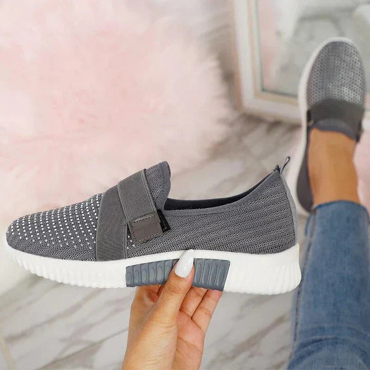 Luna | Damen Slip-On Sneaker Klettverschluss Strick Turnschuhe
