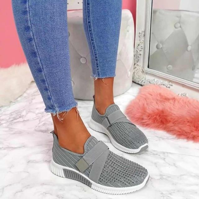 Luna | Damen Slip-On Sneaker Klettverschluss Strick Turnschuhe